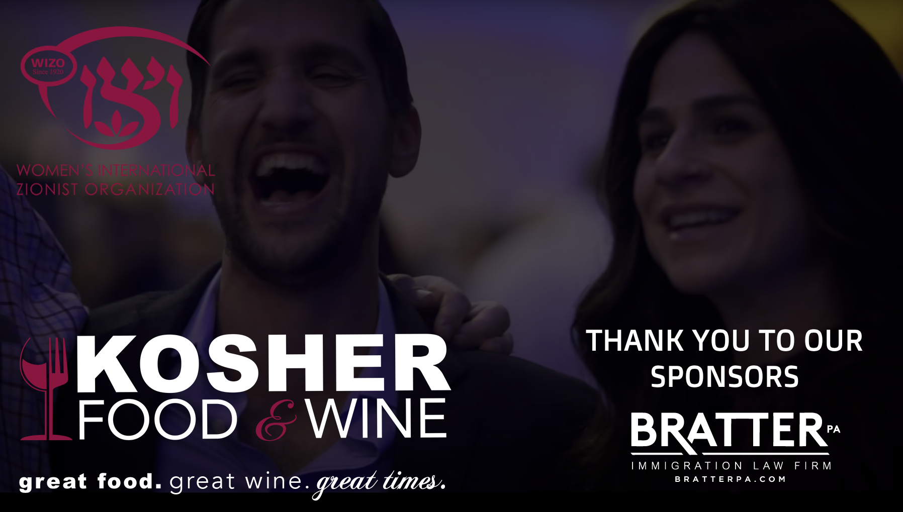 BRATTER PA honored by the WIZO Kosher Food & Wine Festival for their years of continued sponsorship and support