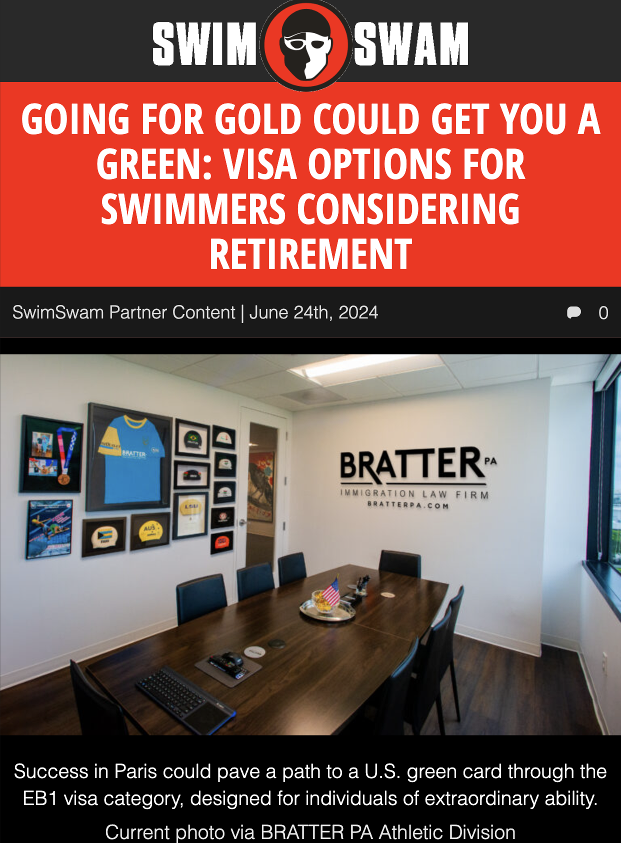 Going For Gold Could Get You A Green: Visa Options for Swimmers Considering Retirement